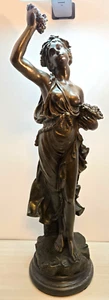 24" Tall Bronze Woman Greek Goddess Statue Amphictyonis Wine Friendship - Picture 1 of 5