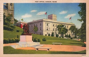 Post Office Bangor Maine c1945 Postcard H542 - Bild 1 von 2