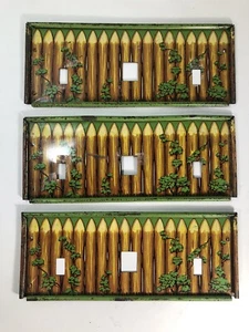 Vtg Marx Toys Fort Dearborn Metal Litho Cabin Stockade Fence 3 Pieces - Picture 1 of 9