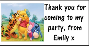 Personalised 48 Winnie The Pooh Stickers Labels Party Bag Sweet Cones Thank You - Picture 1 of 3