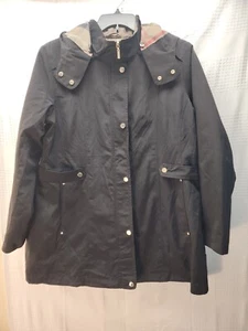Gallery of New York Womens Coat XL Parka Blk Plaid Hooded Removable Lining - Picture 1 of 11
