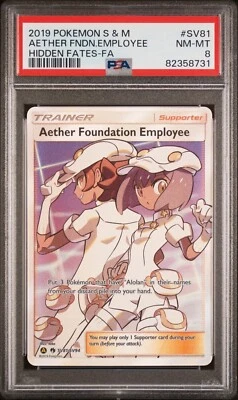 2019 Pokemon Aether Foundation Employee Full Art Hidden Fates SV81/SV94 PSA 8 - Image 1 of 2