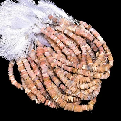 Cuentas lisas de forma cuadrada de piedras preciosas de ópalo rosa 100 % natural hilo de 5x5 mm 8" AB-452 Foto 1 de 3