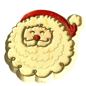 Vintage Weihnachtsmann Weihnachten Anstecknadel Brosche Revers Kunststoff Punze 70er - Bild 1 von 5