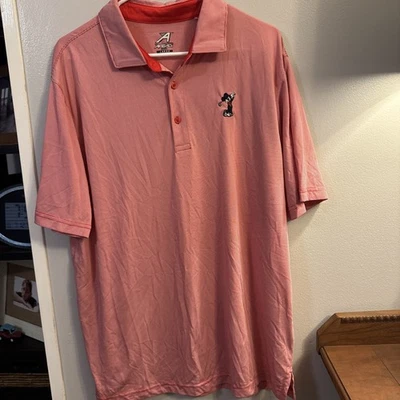 Disney Pro Collection Mens Mickey Mouse Short Sleeve Polo Size Large Red Striped - Image 1 of 4