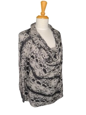 Cárdigan de cachemir blanco + Warren suéter envolvente negro gris estampado de piel de serpiente talla L Foto 1 de 4