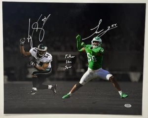 Foto firmada doble de Jeremiah Trotter Jr + Sr 16x20 padre como hijo Insc PSA 130 - Imagen 1 de 5