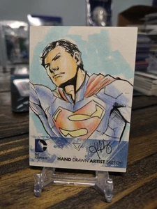 2012 Cryptozoic DC Comics SuperMan Hand Drawn Artist Sketch 1/1 Signed AUTO - Picture 1 of 3