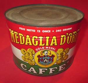 Vtg NOS MEDAGLIA D'ORO CAFFE' NERO BRAND ESPRESSO AFTER DINNER COFFEE TIN 12 OZ - Picture 1 of 4