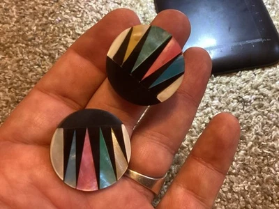 Clip SunRay vintage único hecho a mano con incrustaciones de nácar Foto 1 de 4