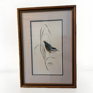Arte Lamay Enmarcado, Firmado y Numerado De Colección Pechos Rojos Nuthatch - Imagen 1 de 6