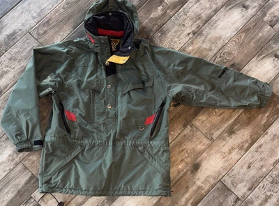Vtg 90s Green Hooded Anorak Ski Snowboard Pullover Jacket 1/2 Zip Mens Size M - Image 1 of 4
