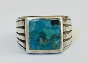 Vintage Southwestern Sterlingsilber Arizona Türkis Siegelring Größe 7 - Bild 1 von 17
