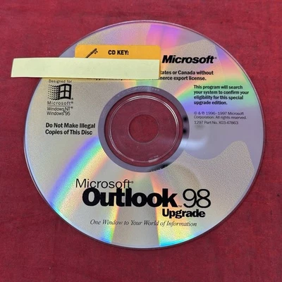 Microsoft Outlook 98 Upgrade For Windows Users CD  w/ Product Key - Image 1 of 4