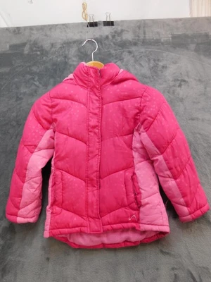 Vertical 9 Jacket Girls Small 6/7 Pink Hooded Fleece Lined Puffer Winter Star - Image 1 of 4