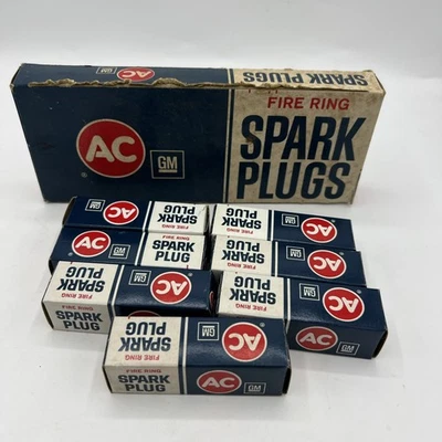 AC Delco 44S Spark Plugs Fire Ring Box Of 7New Old Stock No. 5612386 USA - Image 1 of 4