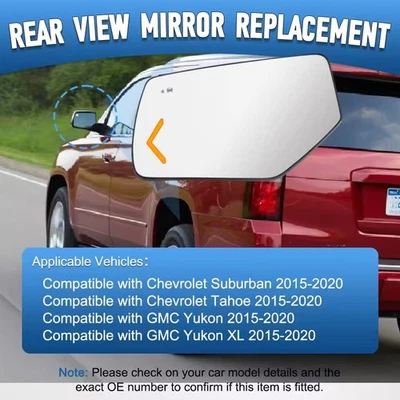 Lente de vidrio espejo lateral térmico con punto ciego de señal de giro para GMC Yukon XL 15-20 Foto 1 de 4