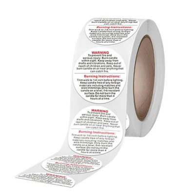 500pcs/roll Candle Warning Label Candle Jar Container Stickers Waterproof La BII - Image 1 of 4