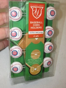 New old Stock! Chicago Cubs Corn on the Cob Holders * Baseball * 8 pieces 4 sets - Picture 1 of 3