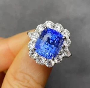2.20 Ct Cushion Cut Natural Sapphire Diamond Engagement Ring 10K White Gold - Picture 1 of 6