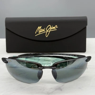 Maui Jim 407-02  Ho'okipa Sunglasses Gloss Black Frame Grey Polarized Lens - Image 1 of 4