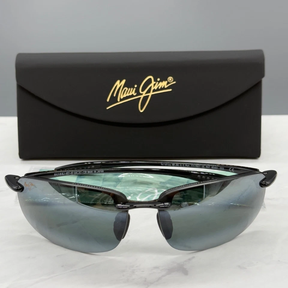 Maui Jim 407-02  Ho'okipa Sunglasses Gloss Black Frame Grey Polarized Lens - Image 1 of 4