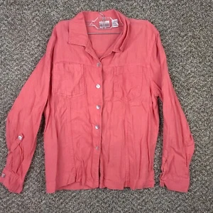 CHICO Womens Size 2 Red Long Sleeve Lightweight Button Up Shirt Top - Picture 1 of 8