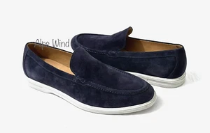 Peter Millar Venetian Loafers Excursionist Suede Navy Size-11.5 NEW - Picture 1 of 9