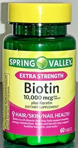 Spring Valley BIOTIN 60ct Tablets (10,000mcg per)(EXP 2028)(VOLUME DISCOUNT) - Picture 1 of 1