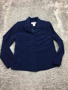 Jessica Howard Button Up Shirt Womens Size 12 Blue Polyester - Picture 1 of 10