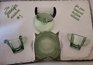 Vintage Mosser Miniaturglas Jennifer Glas Set #1, Überdachtes Geschirr, Creme, Zucker - Bild 1 von 8