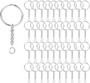 100 Pack Key Ring with Chain and Open Jump,1 Inch Split round Keychain Rings Bul - Picture 1 of 12