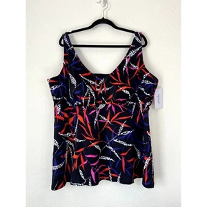 SwimSuits for all women's plus 30 black red blue v-neck tankini swim top NWT - Picture 1 of 7