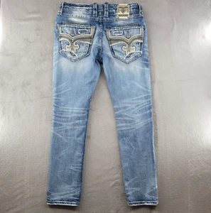 Rock Revival Jeans Mens Size 34x30 Blue Denim Flap Pocket Straight Leg Pants - Picture 1 of 9