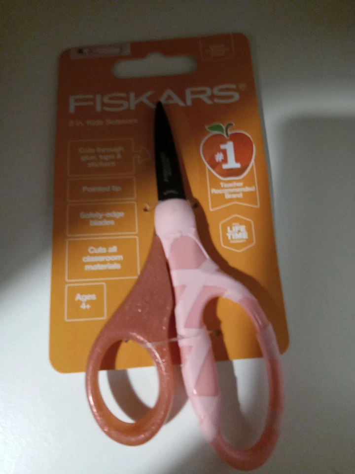 Fiskars Scissors for Kids POINTED TIP 5" Safety Pink Glitter  - Image 1 of 4