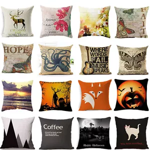 Lovely Cute Butterflies Cotton Linen Pillow Case Sofa Cushion Cover Home Decor - Picture 1 of 22