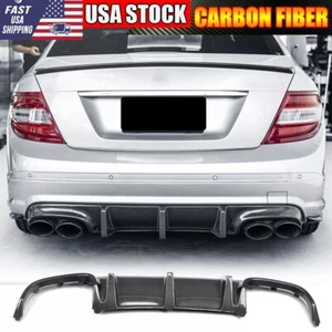 Labio difusor de parachoques trasero de carbono real para Mercedes Benz W204 C63 2008-2011 - Imagen 1 de 16
