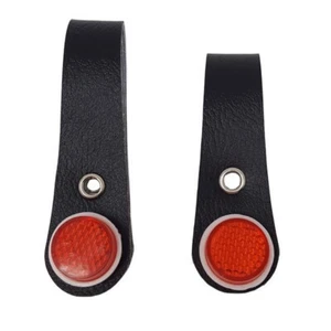 BICYCLE BIKE BLACK FAUX LEATHER HUB SHINER RED REFLECTORS - Picture 1 of 2