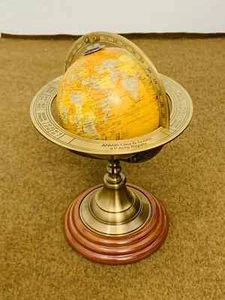 Nautical Solid Brass Armillary Tabletop Marine Sphere World Globe Vintage World - Picture 1 of 8