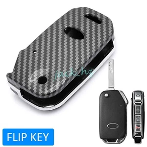 Flip Key Fob Cover Case For Kia Forte K5 Soul Sorento Seltos Ceed Carbon Fiber - Picture 1 of 6