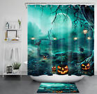 Spooky Crow Gothic Cemetery Halloween Shower Curtain Bathroom Accessories Set