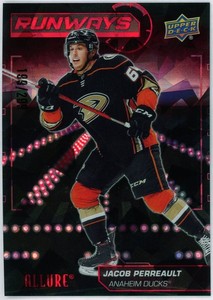 22-23 UD Allure Hockey Red Sparkle Rookie Runways RW-16 Jacob Perreault /299