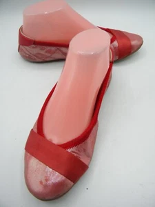 Puma Rudolf Dassler Red Metallic Leather Ballet Flats Size 6 - Picture 1 of 12