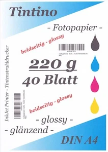 TINTINO Fotopapier BEIDSEITIG 40 Blatt DIN A4 (ca. 210-297mm) 220g/m² glossy - Bild 1 von 1