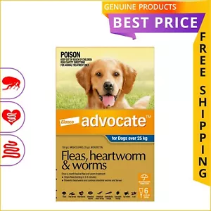 ADVOCATE 6 Doses for Dogs Over 25 Kg BLUE Pack Heartworm and Flea Prevention - Picture 1 of 2
