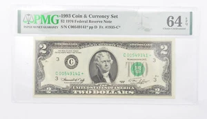 1976 $2 FR Note FR# 1935-C* 1993 Coin & Currency Set PMG 64 EPQ Choice UNC *1804 - Picture 1 of 3