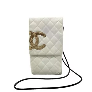 CHANEL Cambon Leather Crossbody Bag White Authentic Women Used - Picture 1 of 5