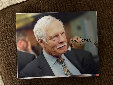 Ted Turner signed 8x10 photo Atlanta Bravers CNN TBS autographed 4 Cover