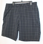 CHAMPION Chino Shorts Size 40W Black & Gray Plaid Lightweight Pockets Flat Front