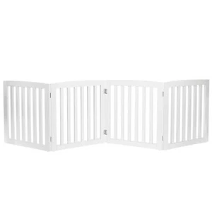 4 Panel 24" Step Over Fence Folding Indoor Doorway Hall Stairs Pet Puppy Gate - Picture 1 of 11
